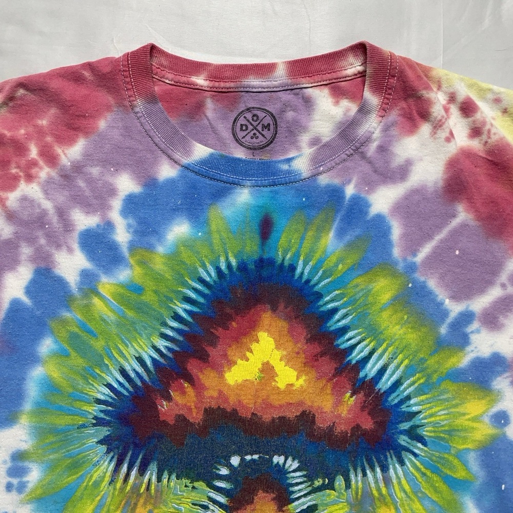 DOM Psychedelic Tie Dye T-Shirt L Mushroom Graphic Trippy Rave Streetwear Grunge - Picture 4 of 12